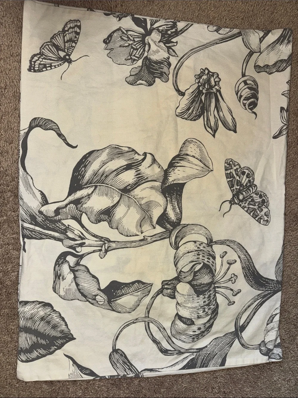 Pottery Barn Pippa Floral Print Organic Sham, Standard, Charcoal Eco-Friendly